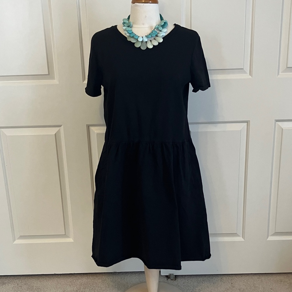 Freedom Company Black 100% Cotton Tshirt Dress with Pockets